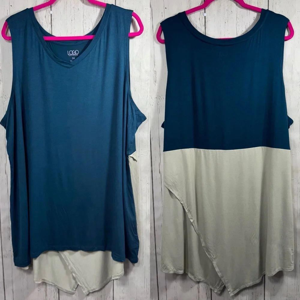 Logo by Lori Goldstein Colorblock Sleeveless Tunic Tank 3X Lagenlook Minimalist